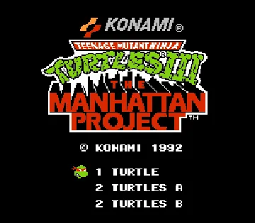 Teenage Mutant Ninja Turtles III - The Manhattan Project (USA) (The Cowabunga Collection) (Aftermarket) screen shot title